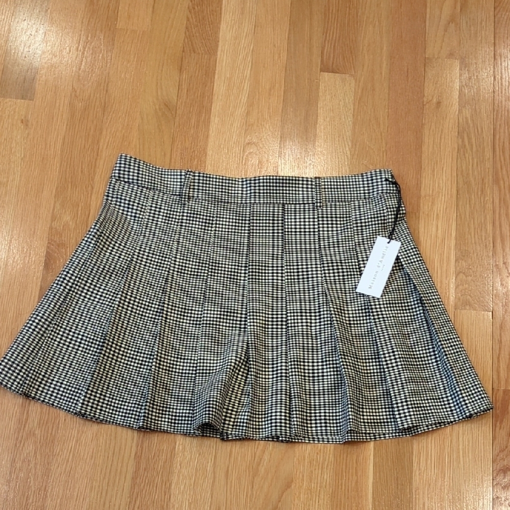 Y2K Indie Sleeze Preppy Gray Plaid Mini Skirt Maison D' Amelie Size Large NWT - Picture 10 of 12